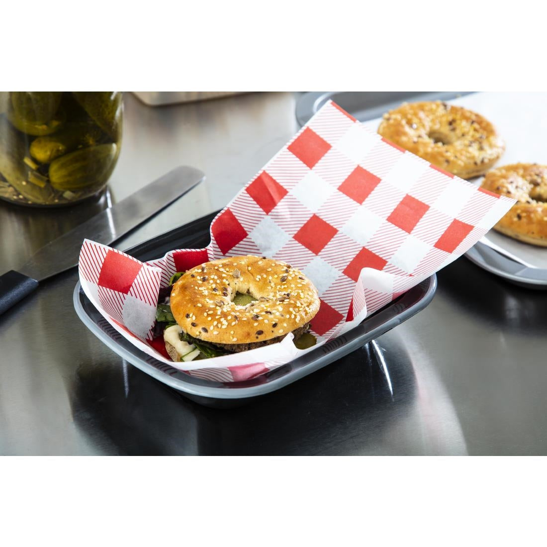 Rood Gingham vetvrij papier 19x31cm (200 stuks)