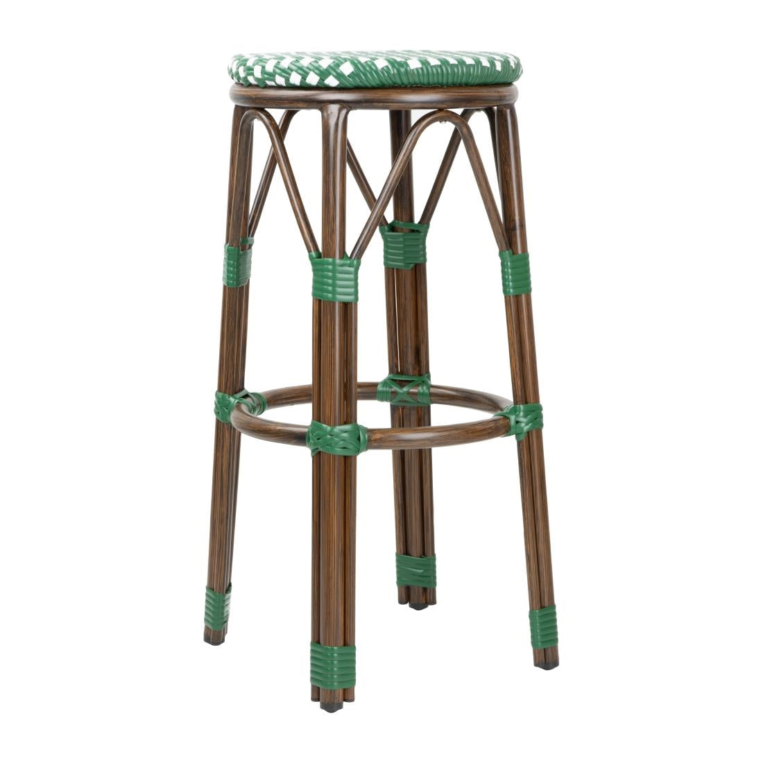 Bolero Parijse Stijl PE Rotan Barkrukken Groen Stip Mix (2 Pack)
