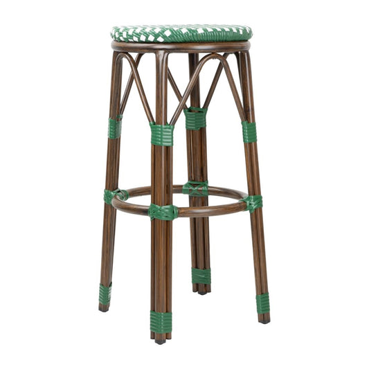 Bolero Parijse Stijl PE Rotan Barkrukken Groen Stip Mix (2 Pack)