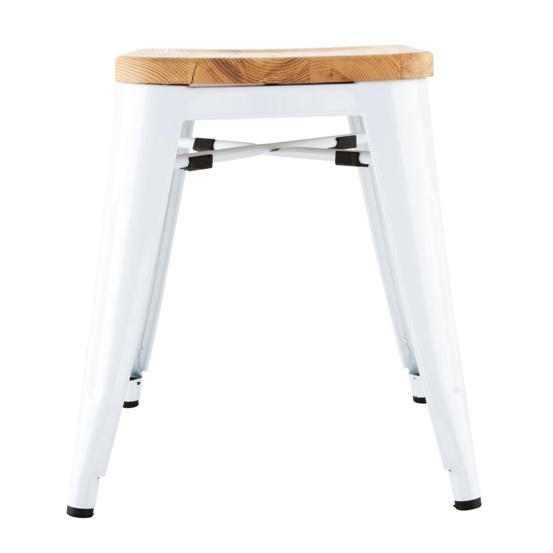 Bolero Bistro Lage Krukken Met Houten Zitkussen Wit (4 Stuks)