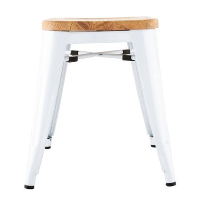 Bolero Bistro Lage Krukken Met Houten Zitkussen Wit (4 Stuks)