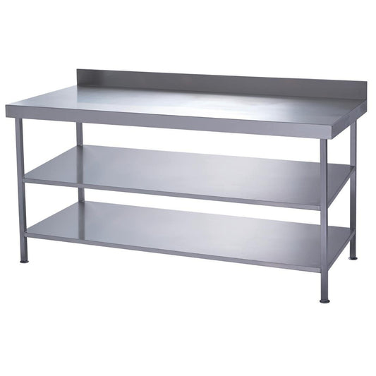 Parry volledig gelaste RVS wandtafel 2 onderplanken 1800x600mm