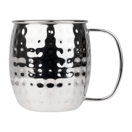 Olympia Barware Gehamerde RVS Mokken 440ml (Verpakking Van 6)