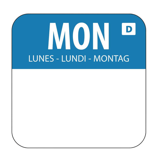Hygiplas oplosbare blanco kleurcode voedseletiketten maandag (1000 stuks)