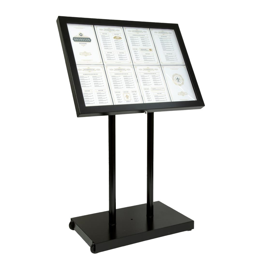Securit zwart hamerslag staal wit 8xA4 informatiedisplay (excl. paal en voet)