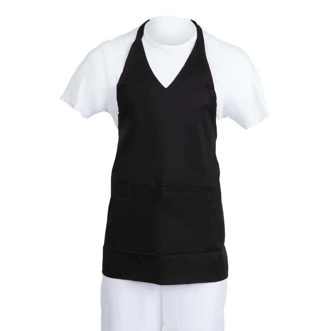 Whites halterschort met V-hals zwart