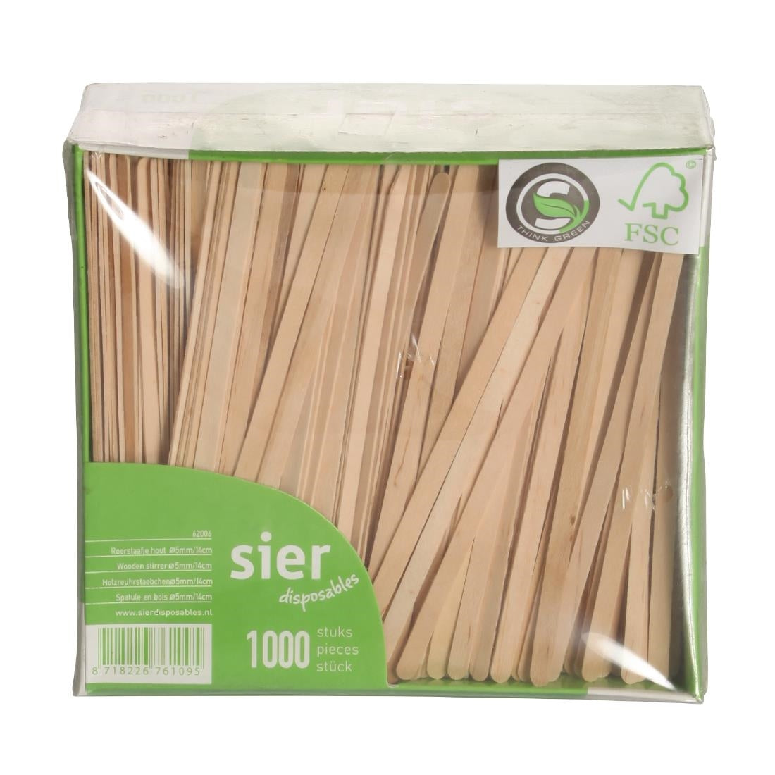 Sier Disposables Roerstaafje hout (FSC®) 140 x 5 x 1,2mm (doos 1000)
