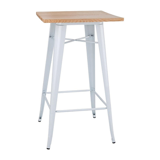 Bolero bistro bartafel met houten blad wit (enkel)