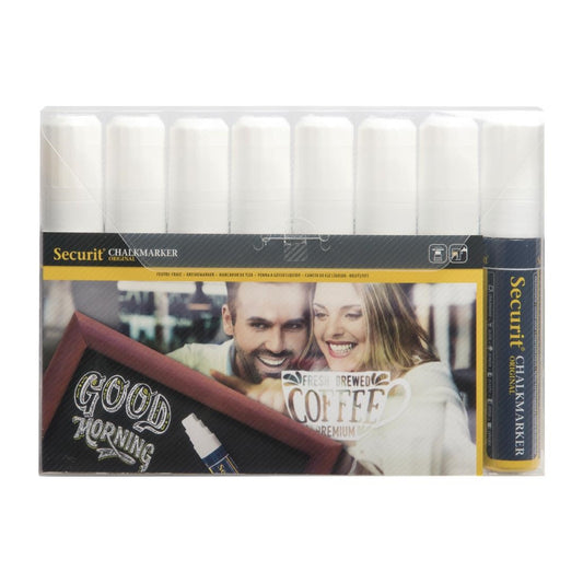 Securit krijtstiften 15mm wit (8 stuks)
