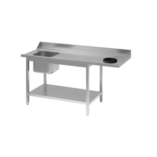 Gastro M RVS spoeltafel met afvalgat 1 spoelbak links 140x70cm