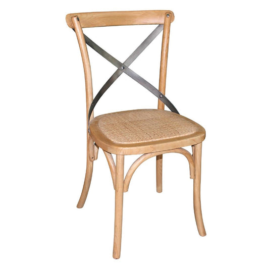 Bolero houten stoel met gekruiste rugleuning naturel (2 stuks)