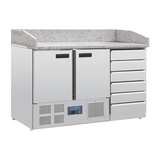 Polar g-serie dubbeldeurs pizzatoog met granieten blad en deeglades