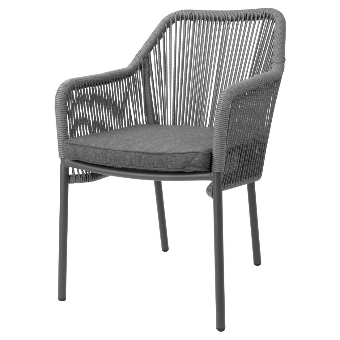 Bolero Bay PE gevlochten rattan outdoor armstoelen antraciet (2 stuks)