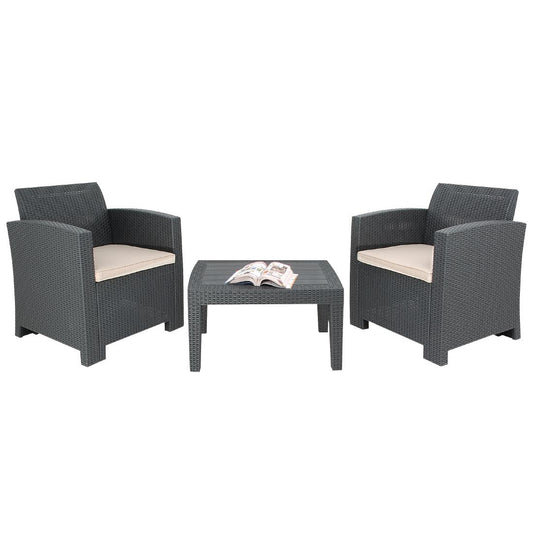 Bolero Pp Fauteuil En Tafel Rieten Set Grijs