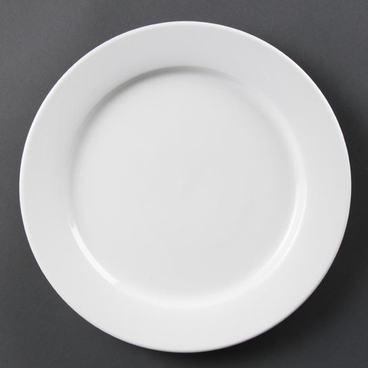 Olympia Whiteware witte borden met brede rand 28cm (6 stuks)