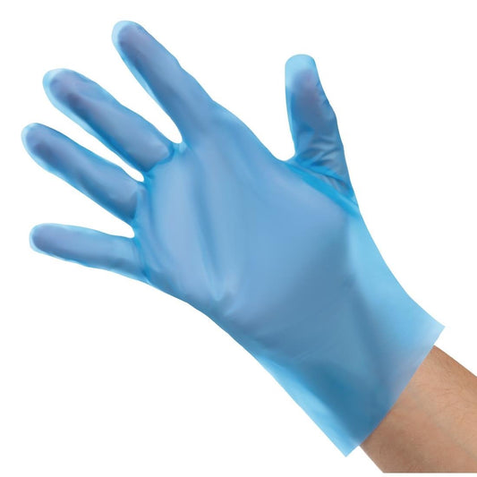 Nisbets Essentials poedervrije TPE handschoenen blauw L (200 stuks)