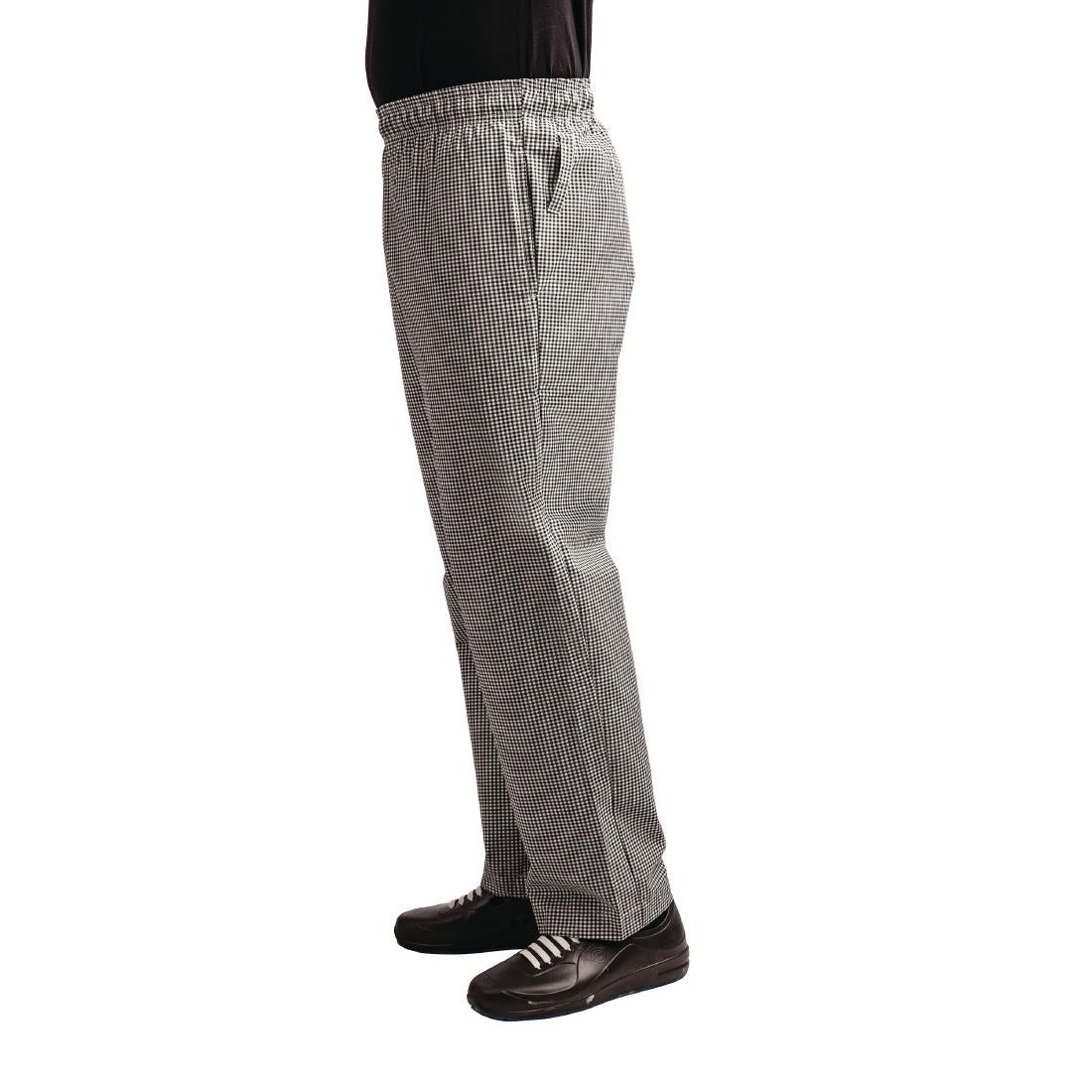 Whites Easyfit Teflon unisex koksbroek met kleine ruit zwart-wit XS