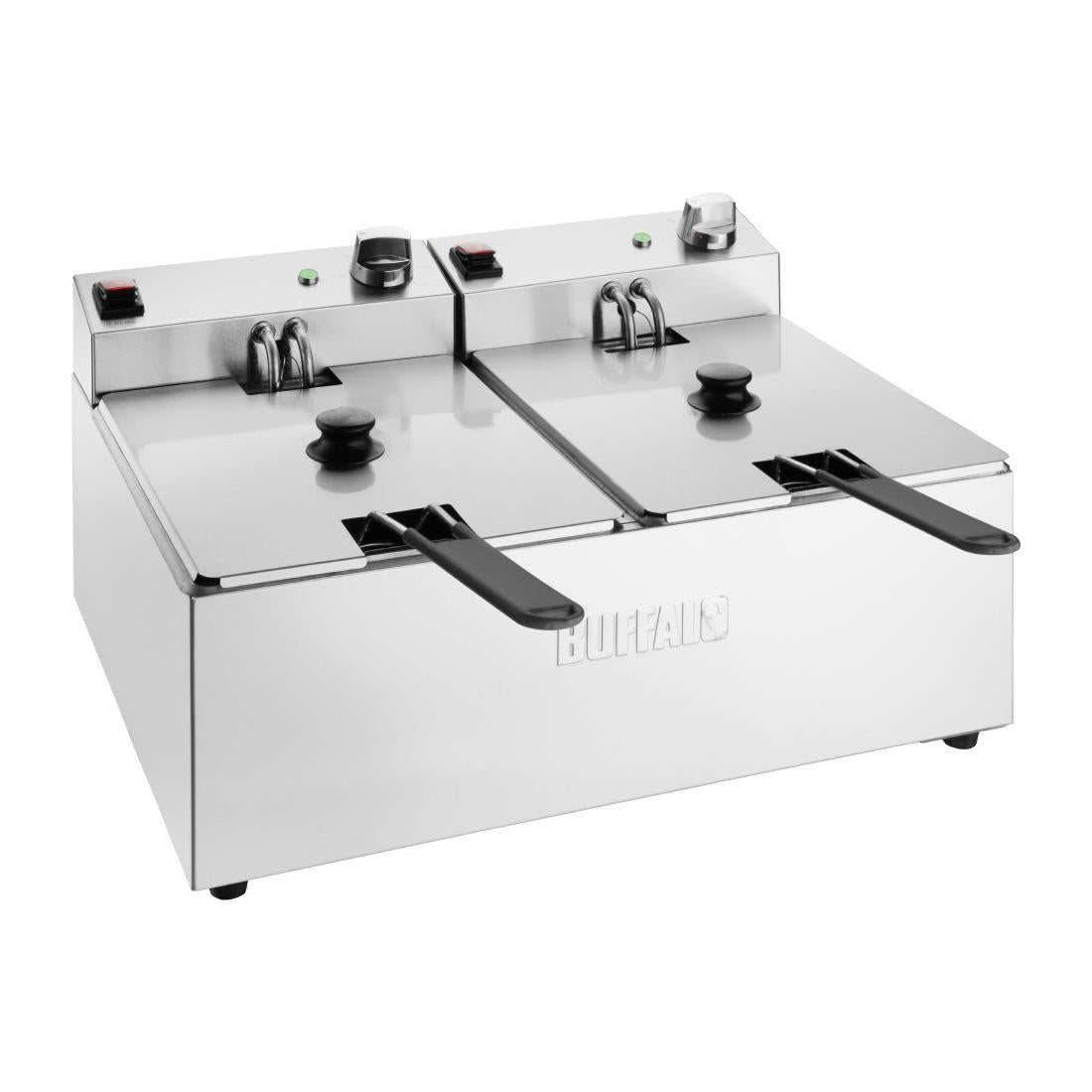 Buffalo Dubbele Tank Dubbele Mand 2X5Ltr Countertop Friteuse 2X2.8Kw