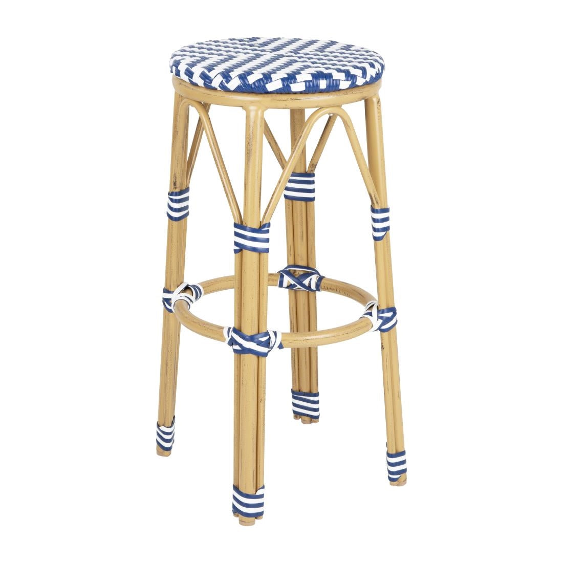 Bolero Parijse Stijl PE Rattan Barkrukken Blauw (2 Pack)