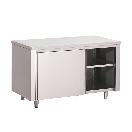 Gastro M RVS werktafel met schuifdeuren 88x100x70cm