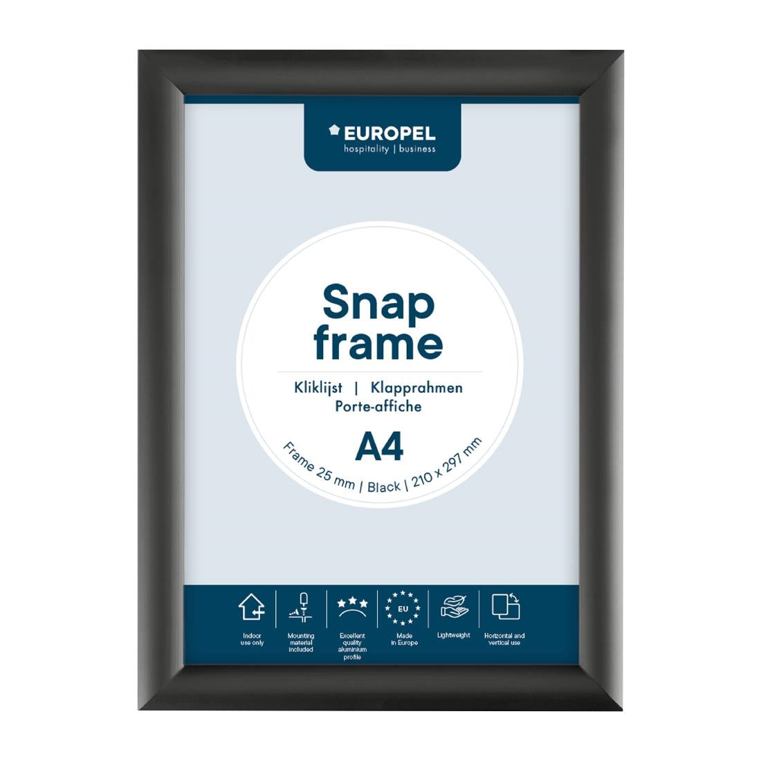 Europel Kliklijst A4 25mm Zwart