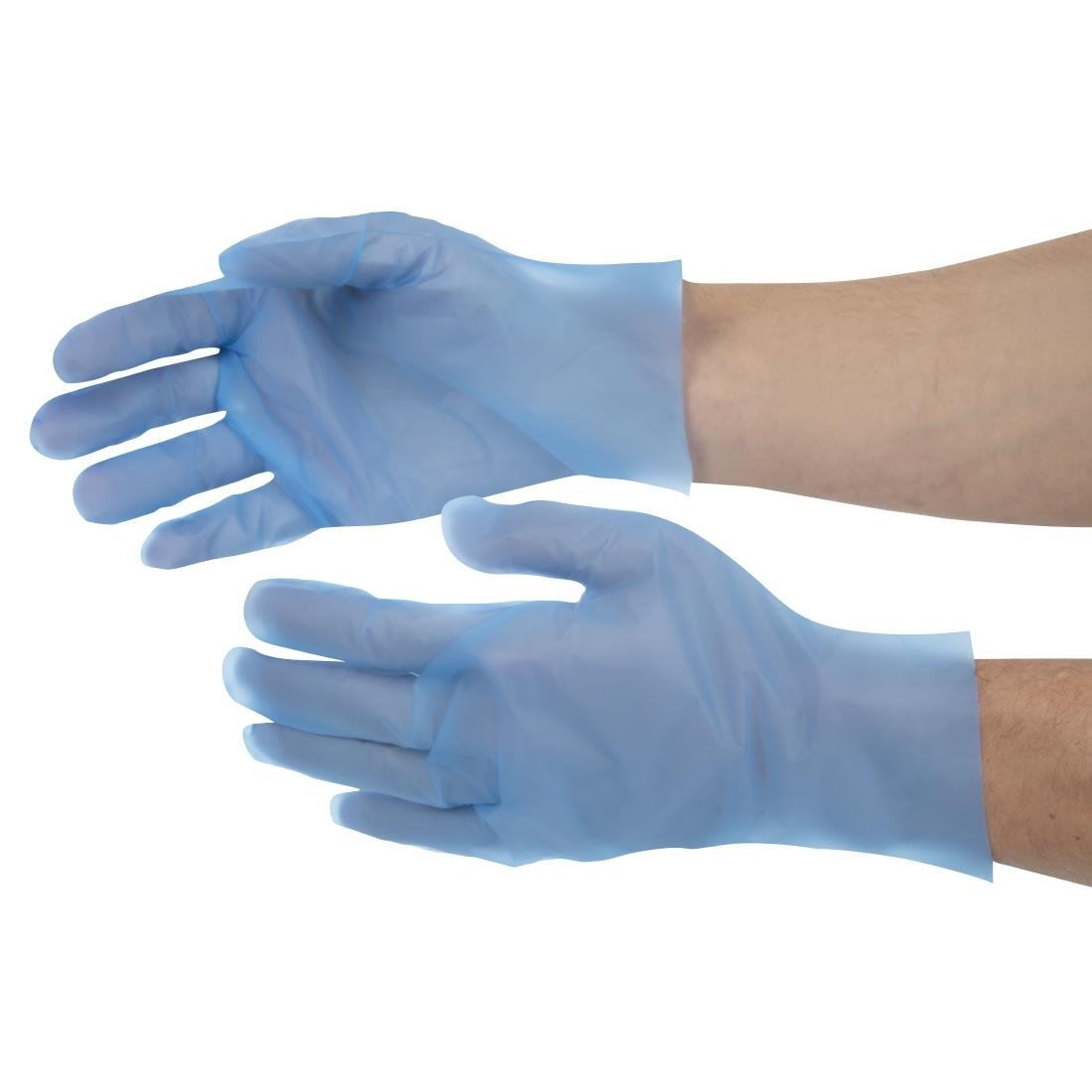 Nisbets Essentials poedervrije TPE handschoenen blauw L (200 stuks)