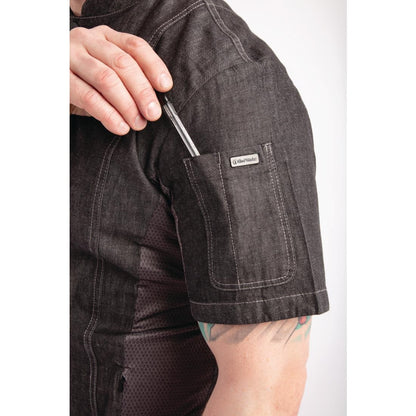 Chef Works Urban Tribeca denim koksbuis met drukknopen korte mouw grijs S