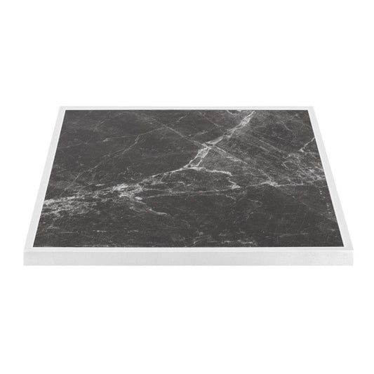 Bolero Tafelblad Van Gehard Glas Voor Buiten, Donker Granieteffect, Witte Rand 700mm