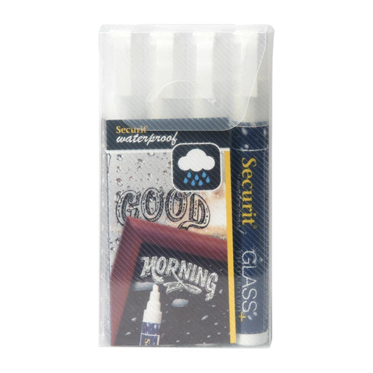 Securit Watervaste krijtstift (Glas + Krijtbord) in wit met 2-6mm penpunt (doos 4)