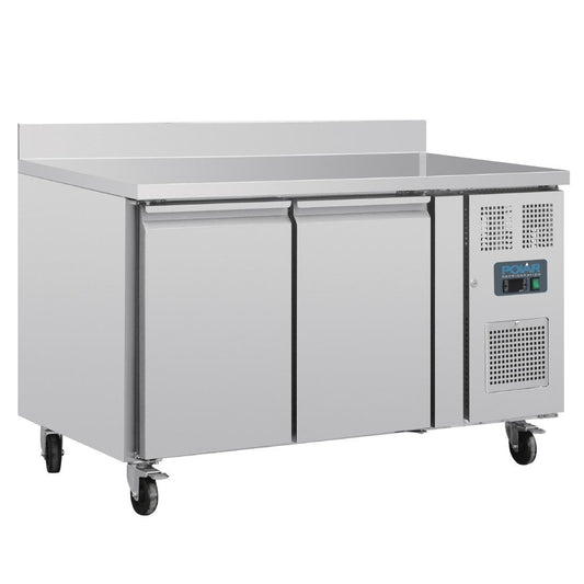 Polar U-serie 2-deurs koelwerkbank met achteropstand 282L