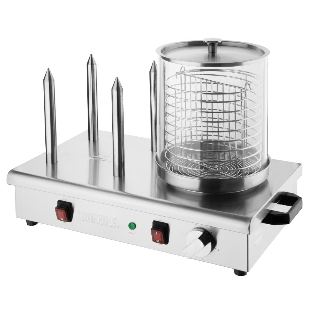 Buffalo hotdogwarmer met 4 warmhoudpennen