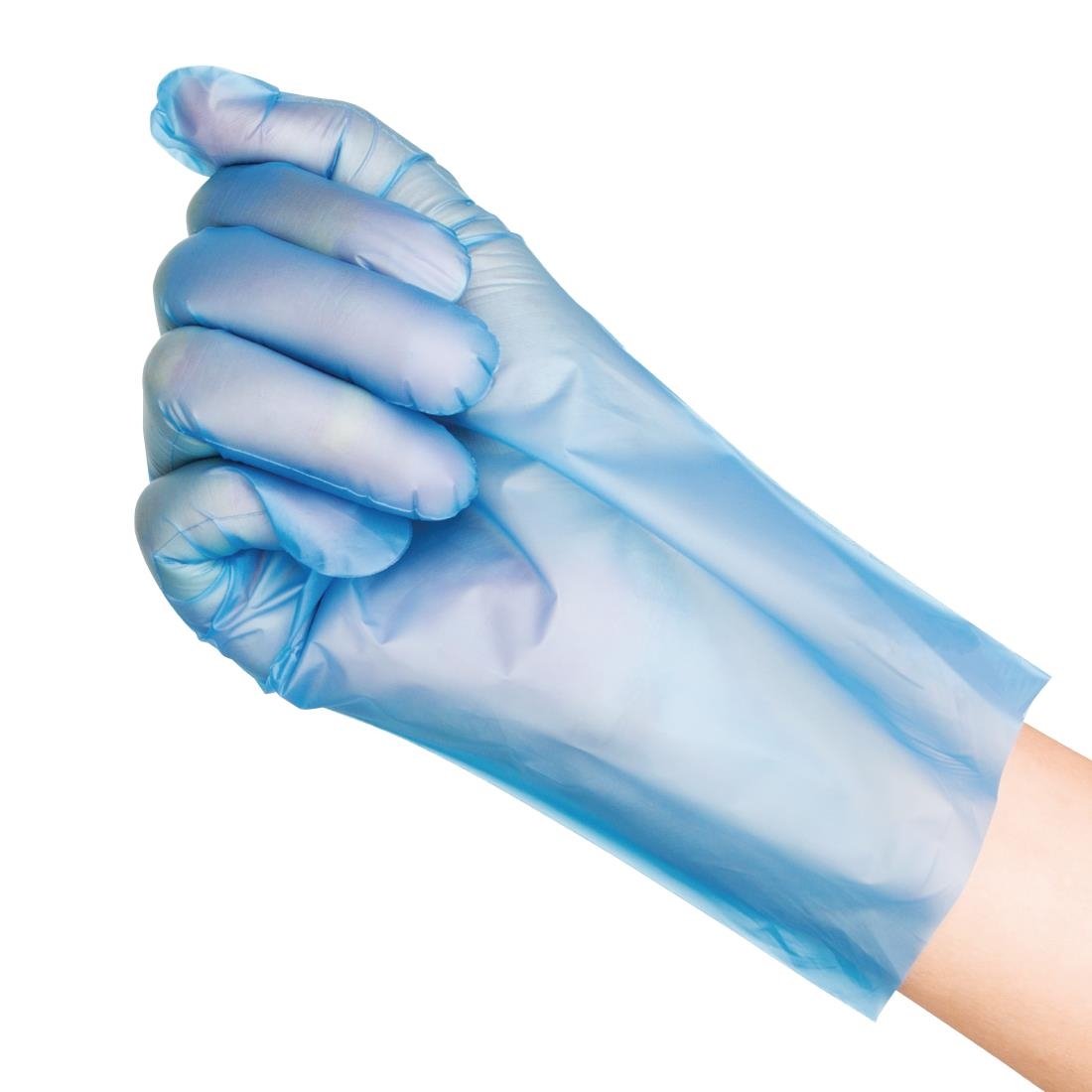 Nisbets Essentials poedervrije TPE handschoenen blauw L (200 stuks)
