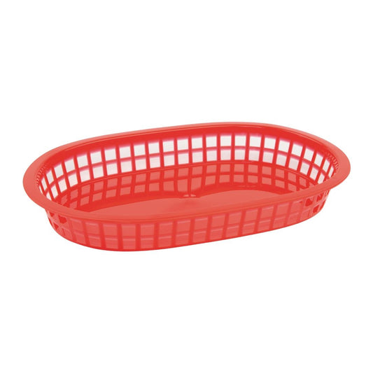 Olympia ovaal polypropyleen tafelmandje rood (6 stuks)