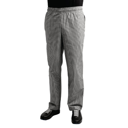 Whites Easyfit Teflon unisex koksbroek met kleine ruit zwart-wit XS