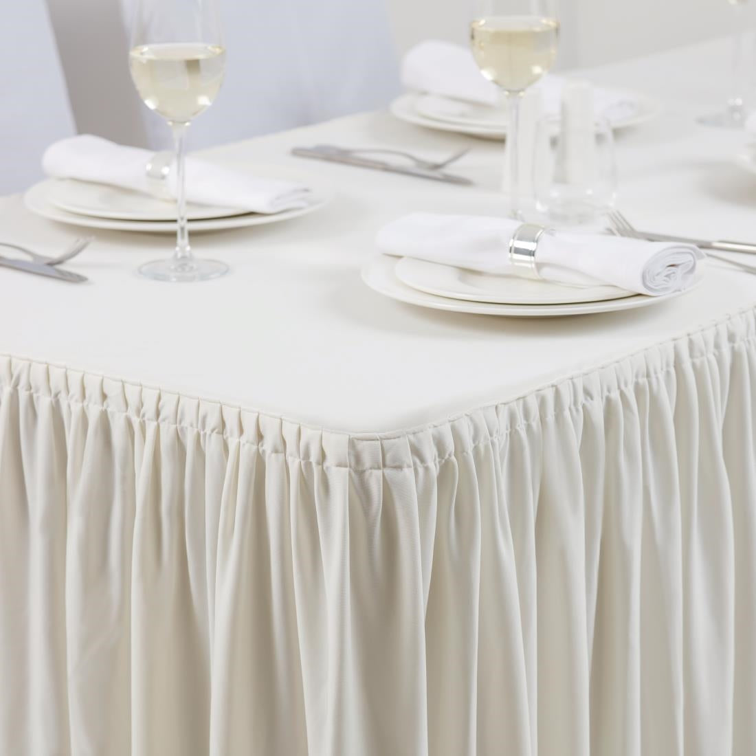 Tafelkleed met rok crème - plissé