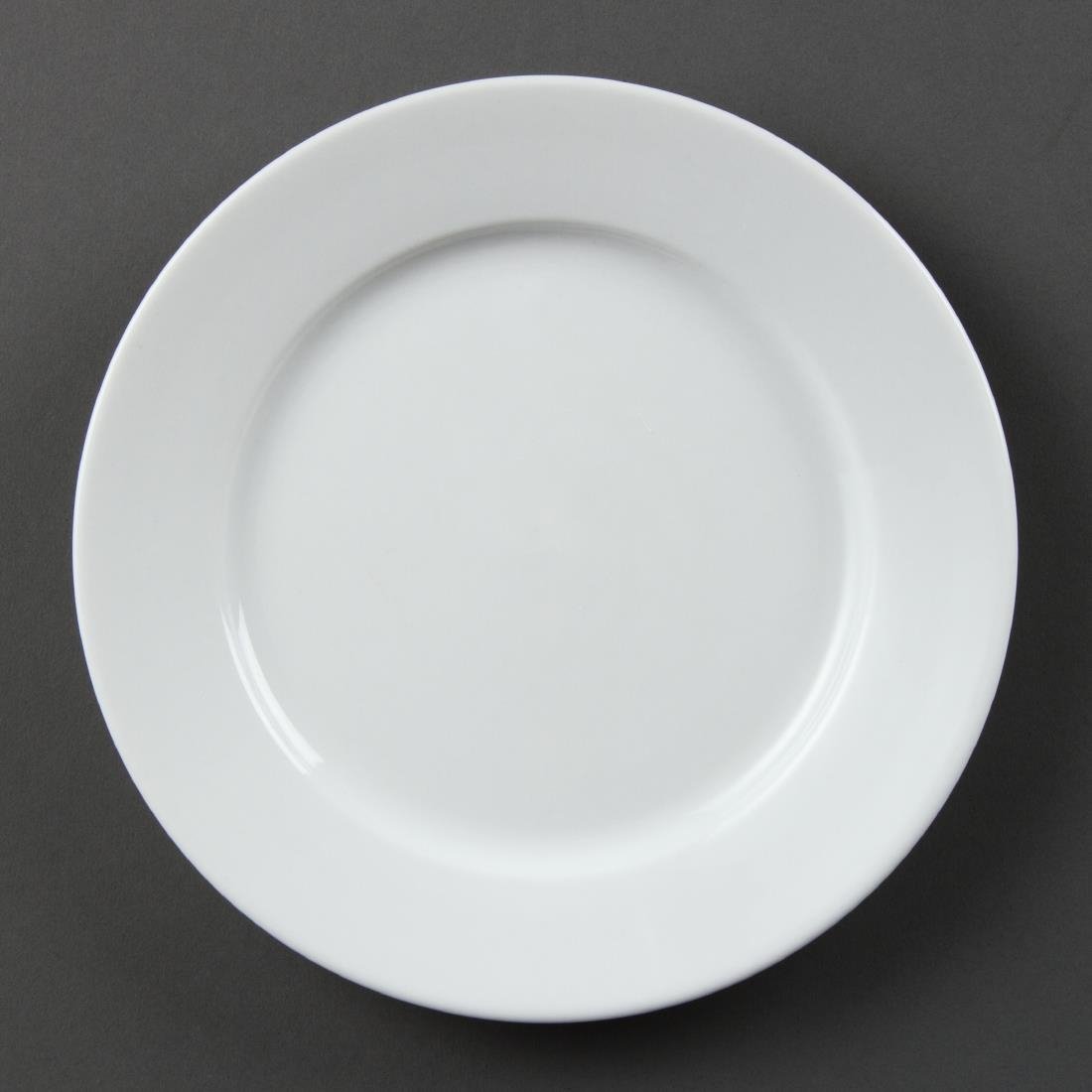 Olympia Whiteware witte borden met brede rand 202mm (12 stuks)