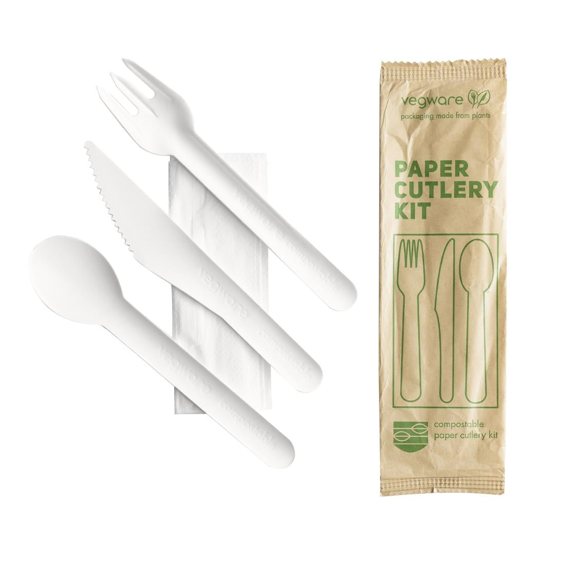 Vegware composteerbare papieren bestekset 4in1 (doos van 250)