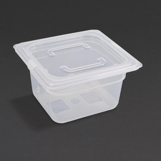 Vogue polypropyleen GN 1/6 bak met deksel 10cm (4 stuks)
