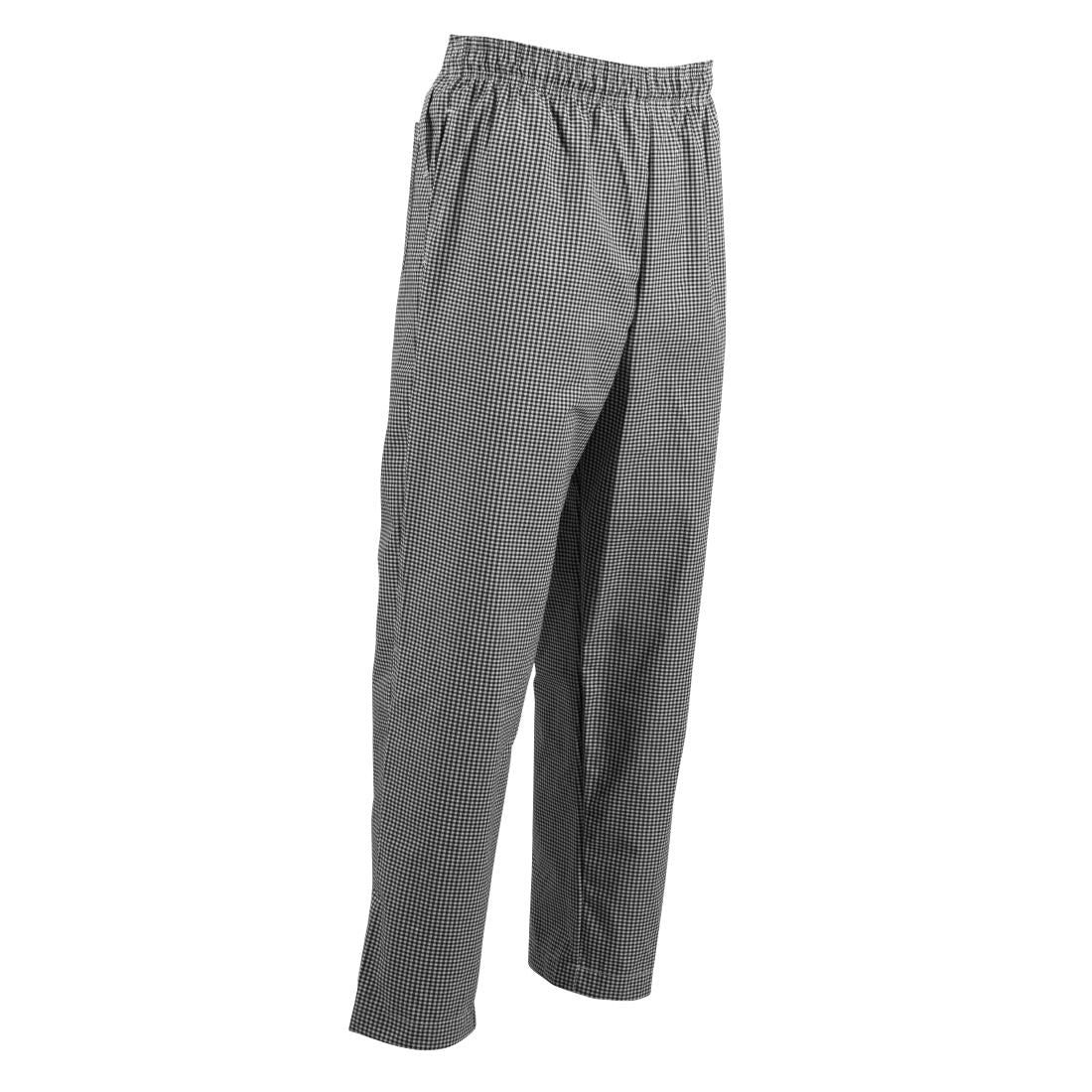 Whites Easyfit Teflon unisex koksbroek met kleine ruit zwart-wit XS