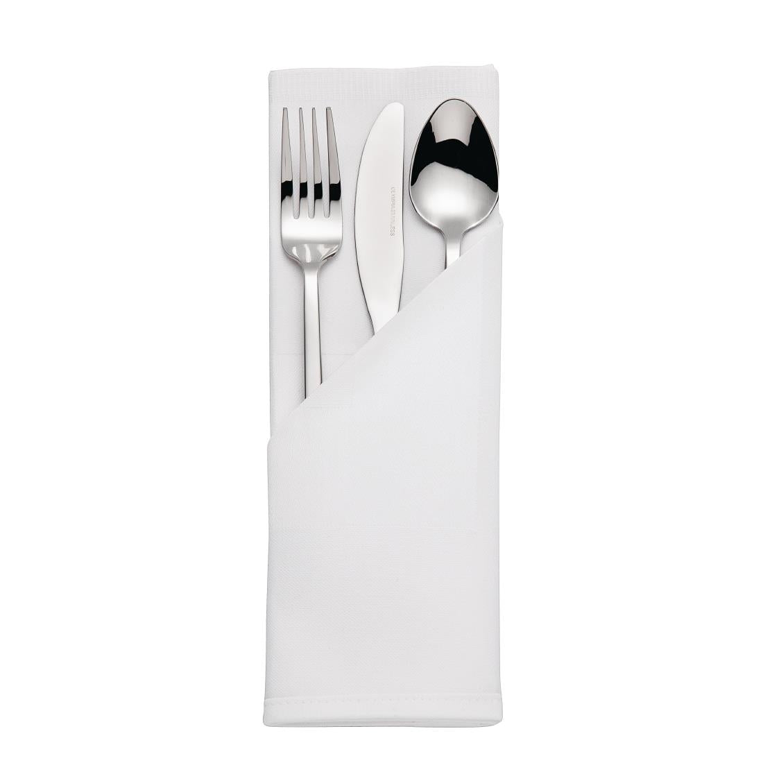 Mitre luxe satijnen band servetten katoen wit (pak van 10)