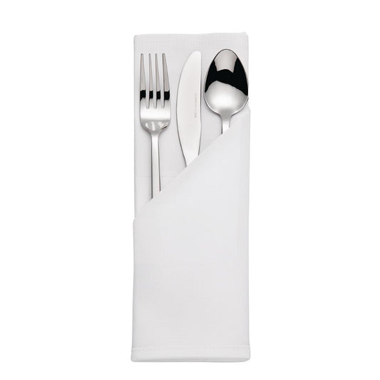 Mitre luxe satijnen band servetten katoen wit (pak van 10)