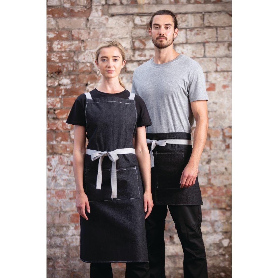 Southside bistroschort zwart denim 40x76cm