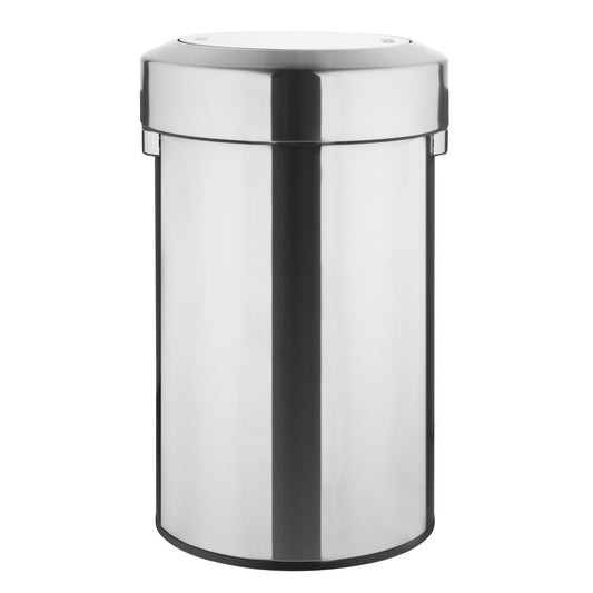 Bolero Geborsteld Stalen Prullenbak Met Swingdeksel 70Ltr