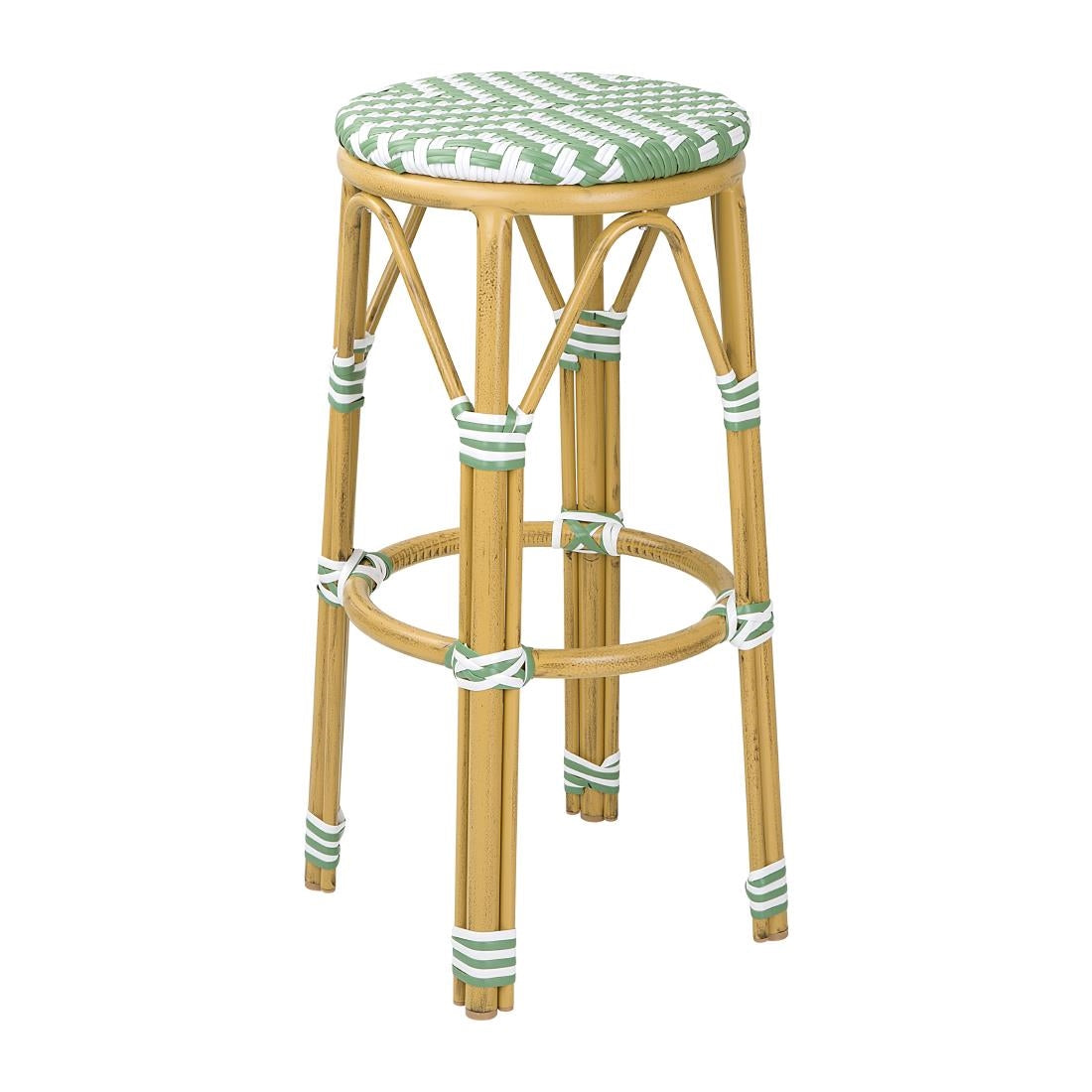 Bolero Parijse Stijl PE Rattan Barkrukken Licht Groen (2 Stuks)