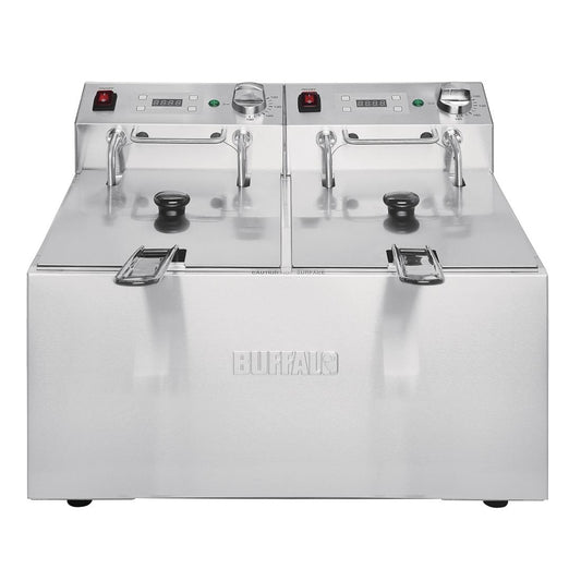 Buffalo tweeling tank tweeling mand 2x5ltr aanrecht friteuse met timers 2x2.8kw